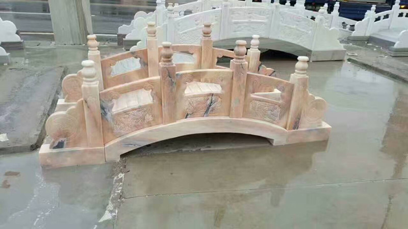 晚霞红石拱桥 石雕栏杆厂家 园林雕塑厂家 汉白玉石桥 栏杆3