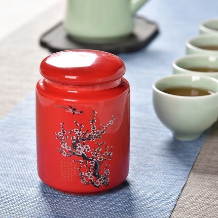 茶叶罐茶叶盒茶叶包装盒茶盒 紫砂小罐茶罐 梅兰竹菊陶瓷罐4