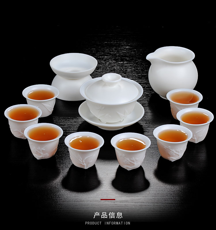 羊脂玉瓷功夫茶具盖碗大号 德化素烧纯白手工白瓷三才盖碗 茶碗5