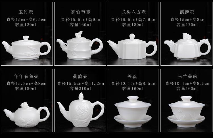 羊脂玉瓷功夫茶具盖碗大号 德化素烧纯白手工白瓷三才盖碗 茶碗3