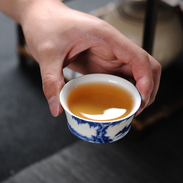 茶具套装 茶杯 茶碗大号茶具景德镇青花瓷泡茶碗陶瓷白瓷3