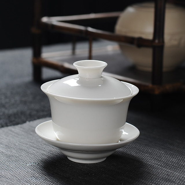 茶杯大号陶瓷茶碗套装家用功夫茶具三才碗德化白瓷泡茶三才杯4
