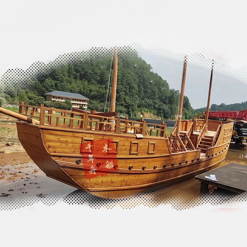 厂家免费设计定制 福船 标志船 景观装饰木船 丝绸之路木船 郑和宝船 广告船1