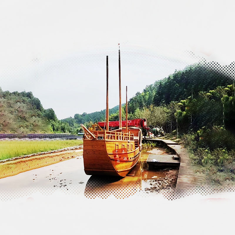 帆船 郑和宝船 仿古木船 厂家定制 房地产标志船 景观装饰木船 包安装1