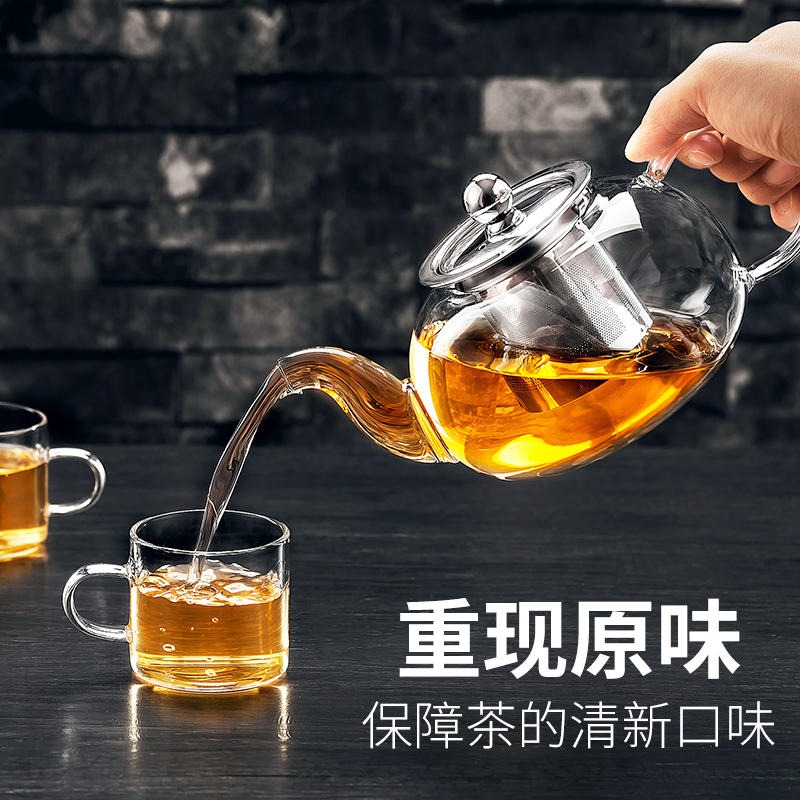 加厚防爆耐热玻璃花茶壶功夫红茶具不锈钢过滤泡茶杯冲茶器家用4