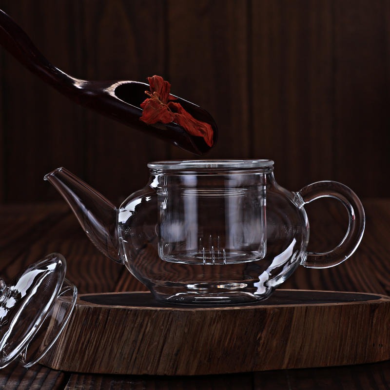 高硼硅耐热玻璃六人壶250ml 花茶壶 透明过滤加热 茶具 泡茶壶4