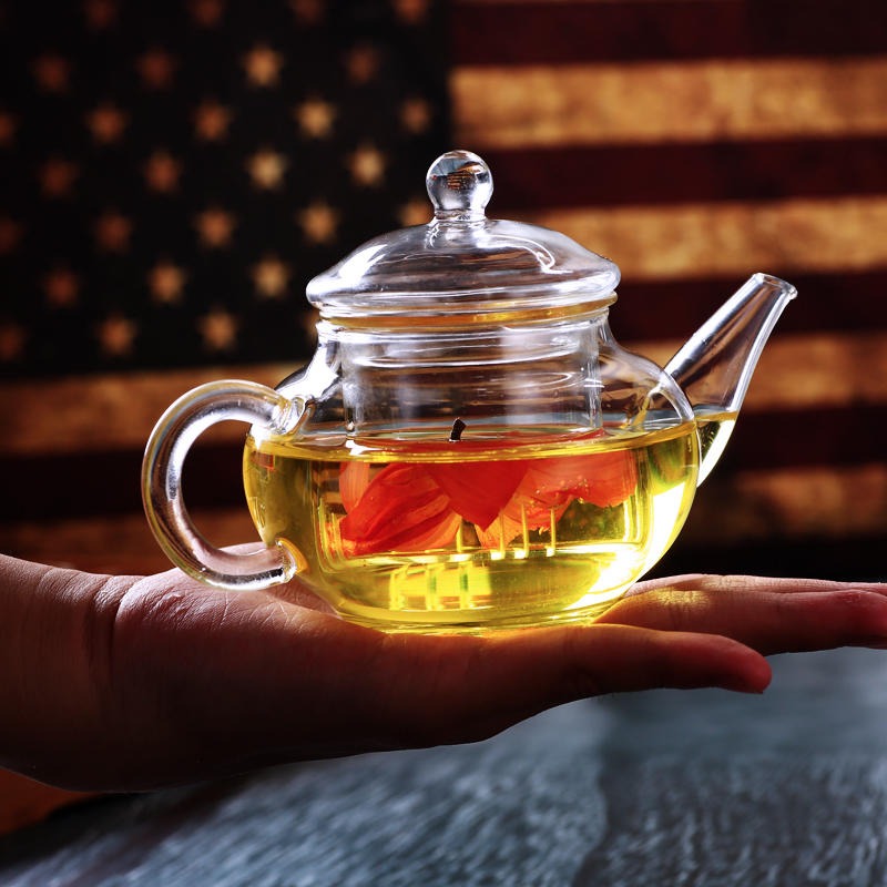 高硼硅耐热玻璃六人壶250ml 花茶壶 透明过滤加热 茶具 泡茶壶3