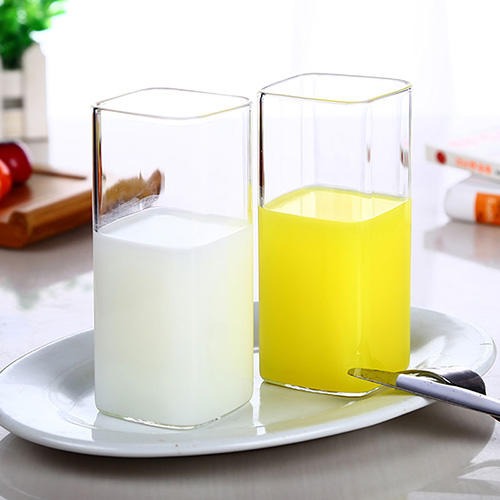 创意方形玻璃杯 家用水杯茶杯 高硼硅玻璃杯 耐热大容量早餐杯果汁牛奶杯5