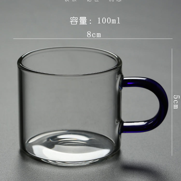 加厚耐热透明带把玻璃杯子功夫茶具小茶杯品茗花茶杯水杯小咖啡杯2