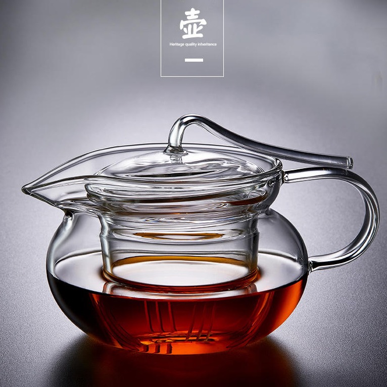 加厚防烫玻璃压把壶 简约功夫茶具耐热花茶泡茶壶 沏茶玻璃水壶6