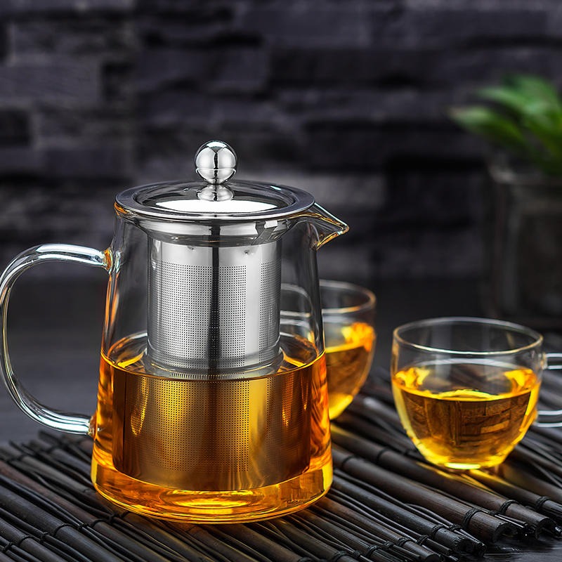 防爆裂加厚耐热玻璃花茶水壶功夫红茶具不锈钢过滤泡茶杯冲茶器4