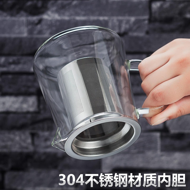 防爆裂加厚耐热玻璃花茶水壶功夫红茶具不锈钢过滤泡茶杯冲茶器2