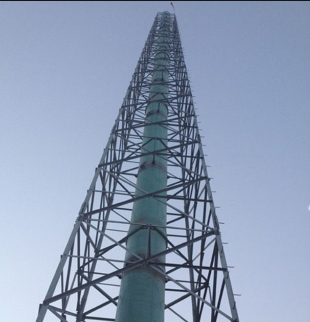 玻璃钢管道火炬塔架 钢结构、膜结构 万信铁塔设计生产30米烟筒塔1
