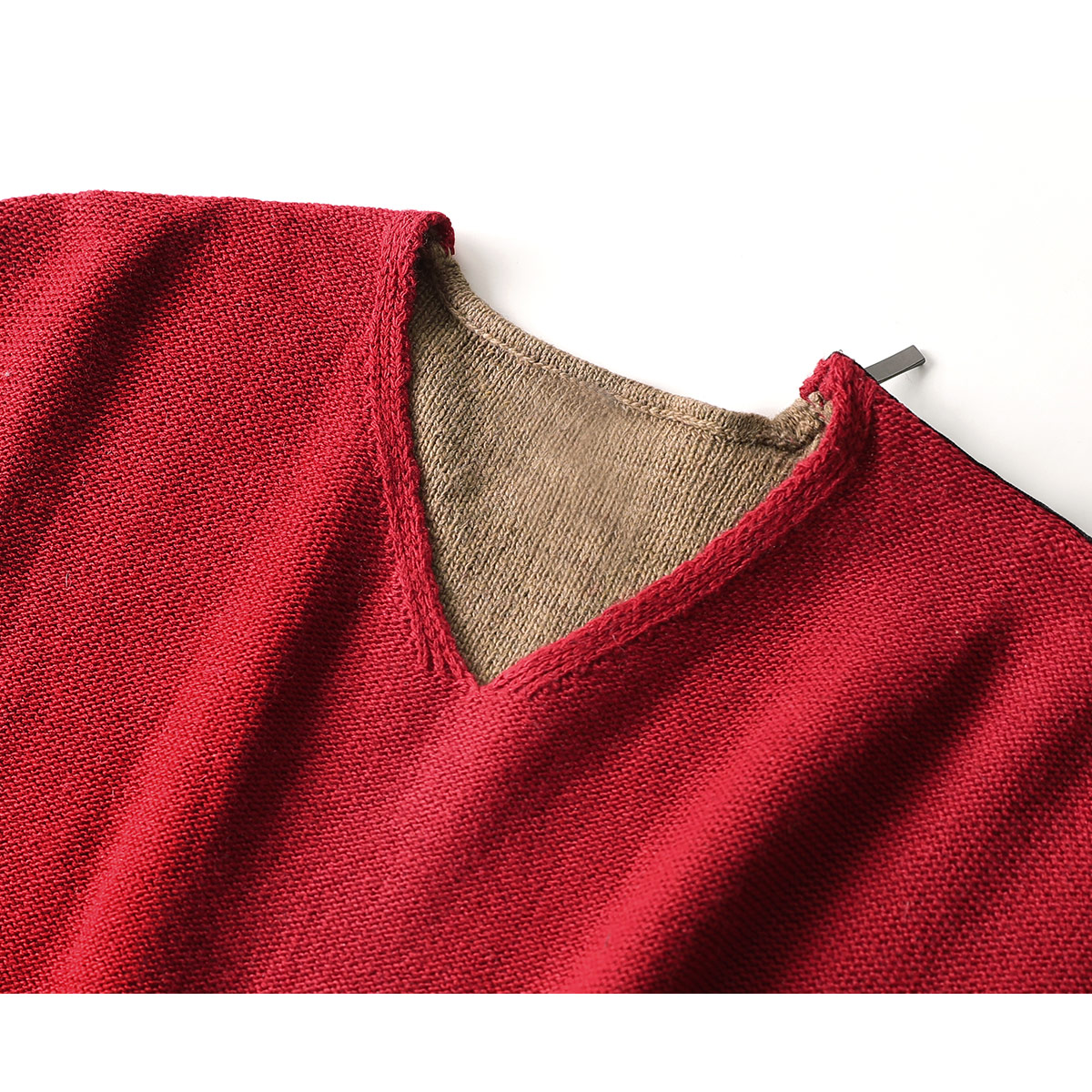 红黑拼色春装短袖针织大码宽松套头毛衣 女式毛衣/针织衫3