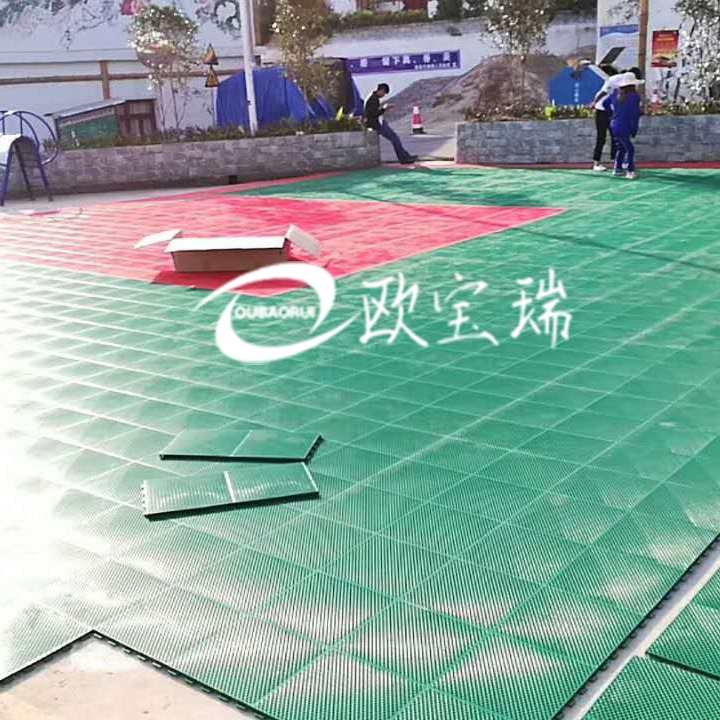 贵阳篮球体育运动场地 悬浮式拼装地板 欧宝瑞 双层米字格 石家庄6
