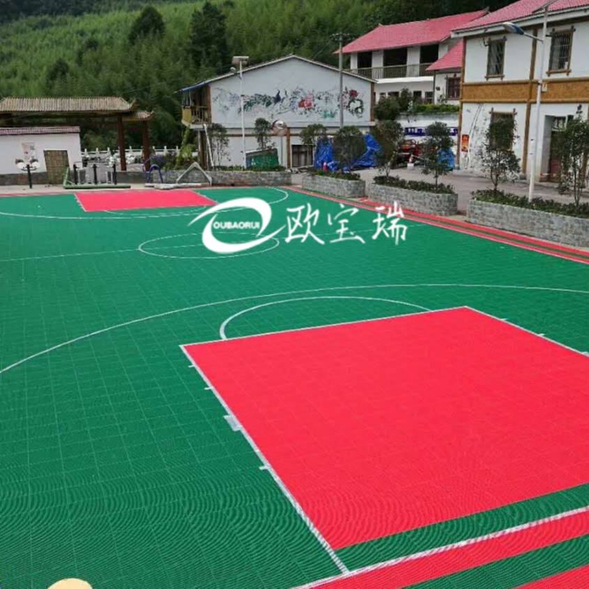 贵阳篮球体育运动场地 悬浮式拼装地板 欧宝瑞 双层米字格 石家庄1