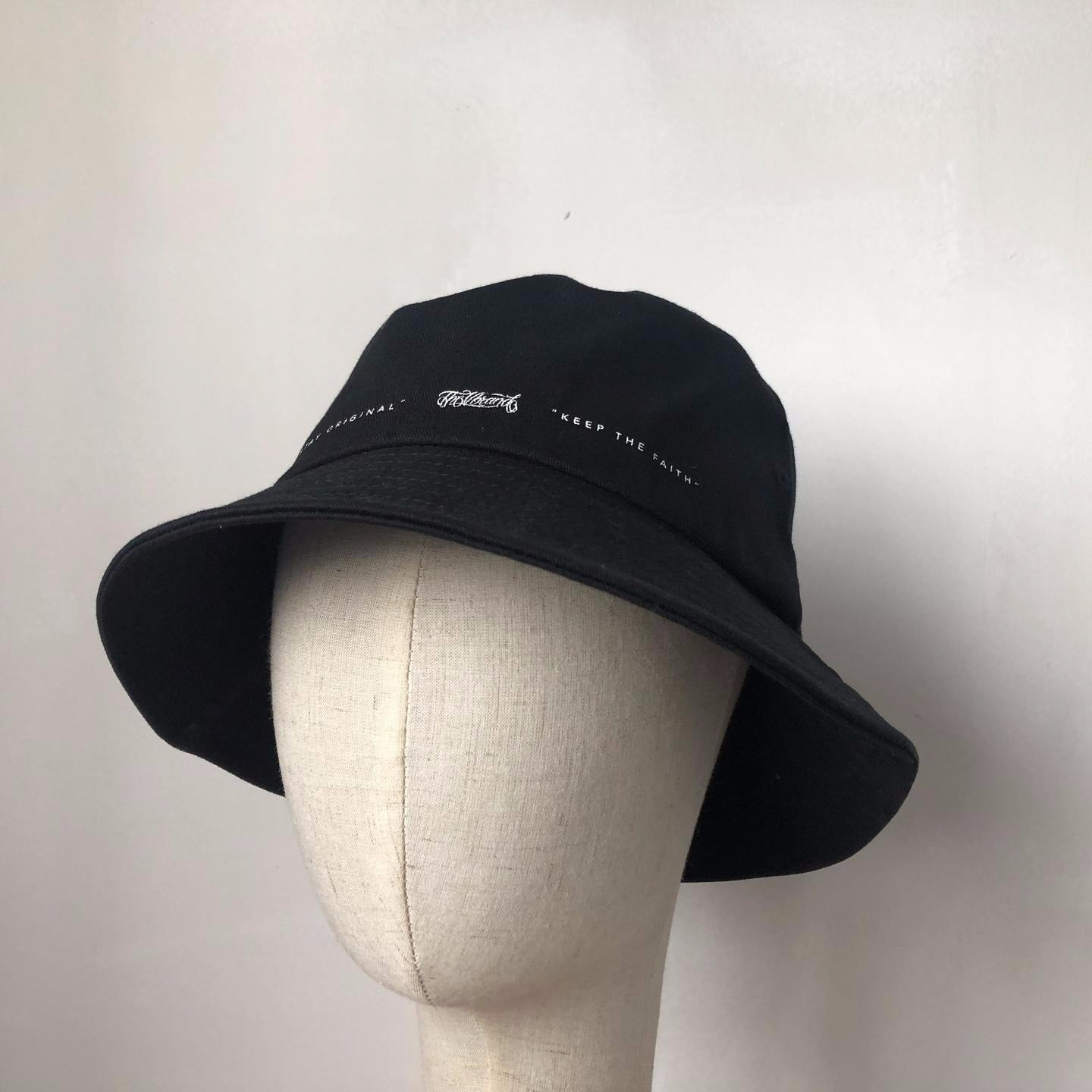 帽子 时尚黑色平顶印花装饰边帽渔夫帽盆帽1