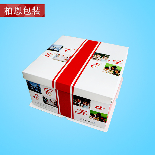 10 12 14 16寸方形三合一包装礼品盒批发定制 现货生日蛋糕盒6