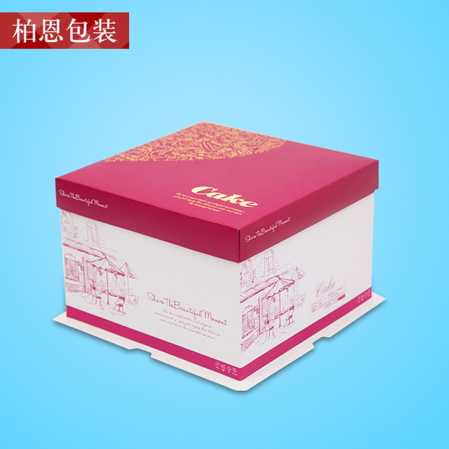 厂家直销生日蛋糕盒8 10 方形三合一烘焙包装可定制logo 16 12