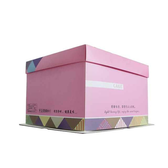 现货批发支持定制生日蛋糕盒8寸方形三合一生日食品包装盒纸盒1