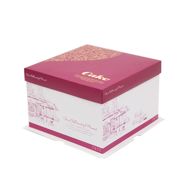 厂家直销生日蛋糕盒8 10 方形三合一烘焙包装可定制logo 16 122