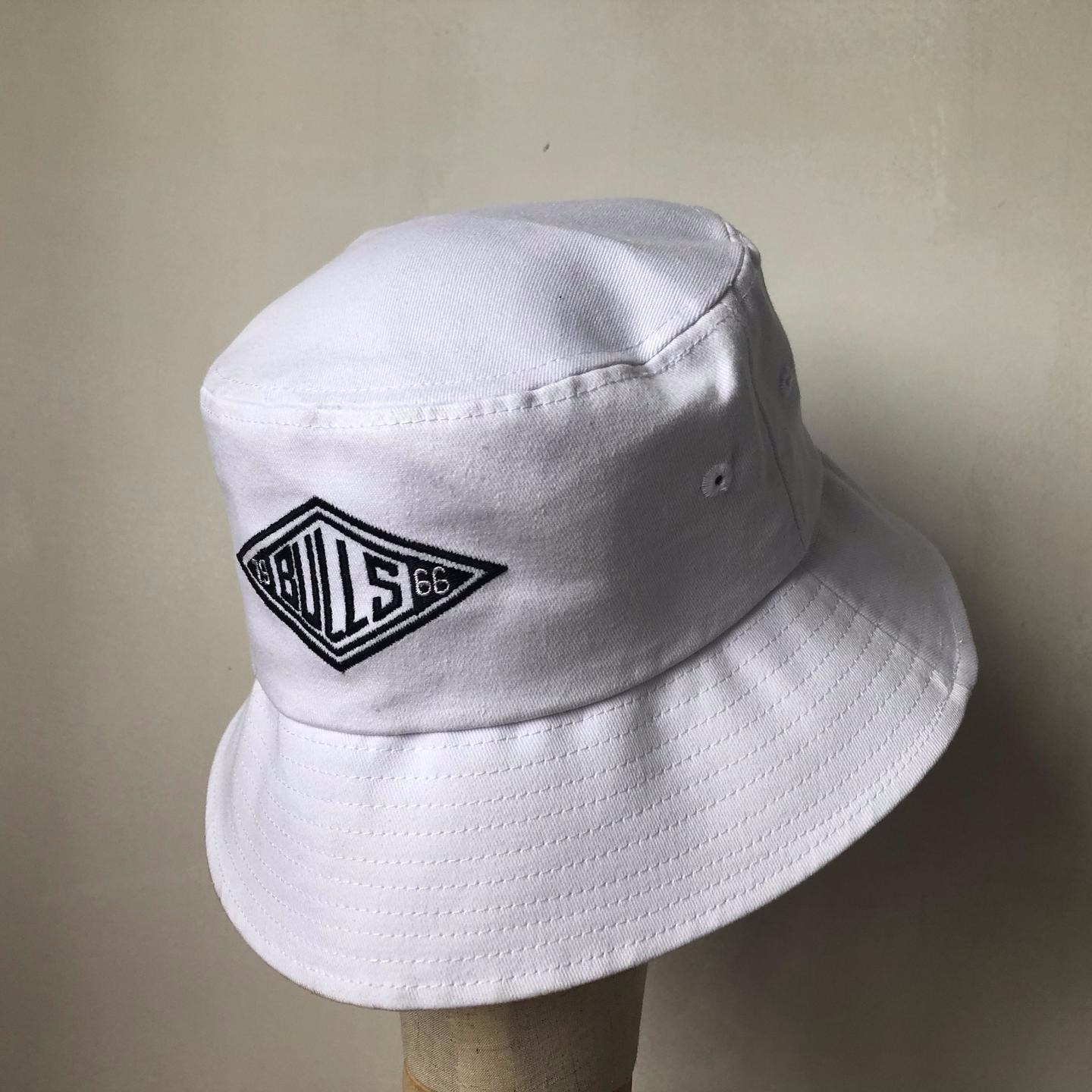 帽子 时尚绣花白色平顶边帽渔夫帽盆帽5