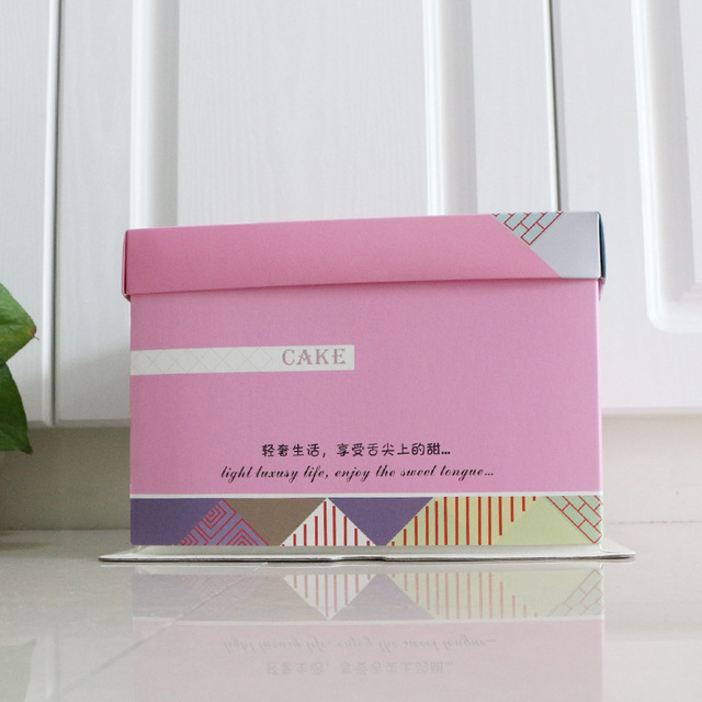 现货批发支持定制生日蛋糕盒8寸方形三合一生日食品包装盒纸盒3