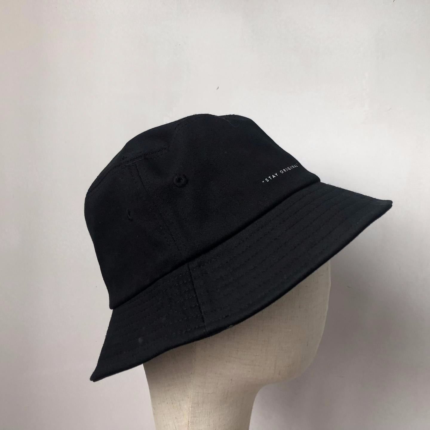 帽子 时尚黑色平顶印花装饰边帽渔夫帽盆帽9