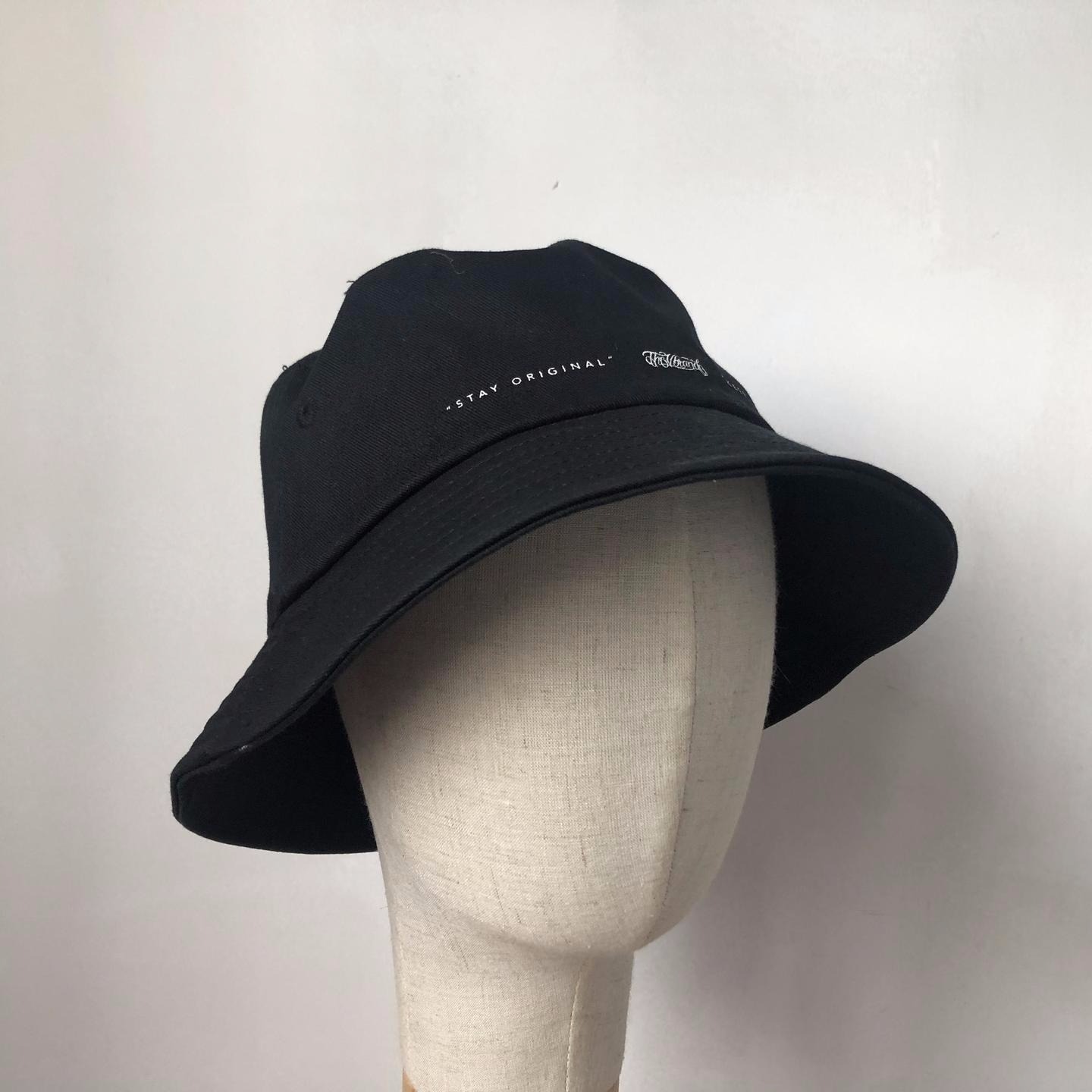 帽子 时尚黑色平顶印花装饰边帽渔夫帽盆帽10