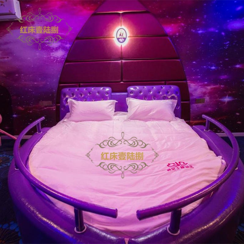 软体床 红床壹陆捌家具厂情趣床水电动床红床主题酒店船型床2