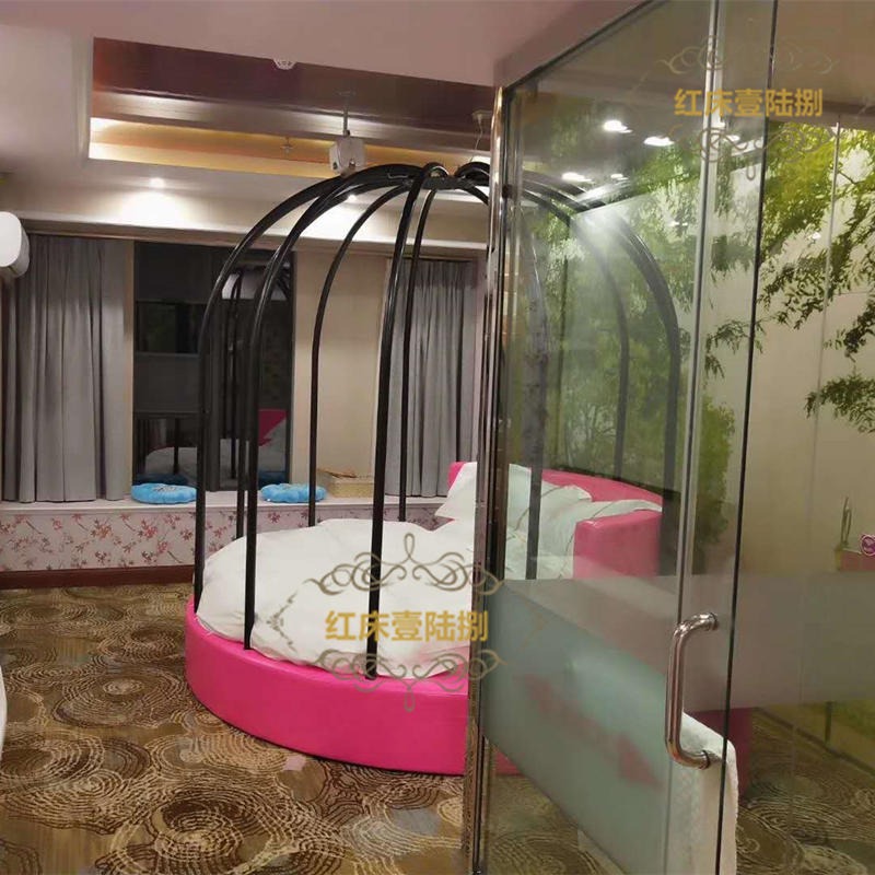 红床壹陆捌家具厂情趣床水电动床红床主题酒店鸟笼床 软体床2