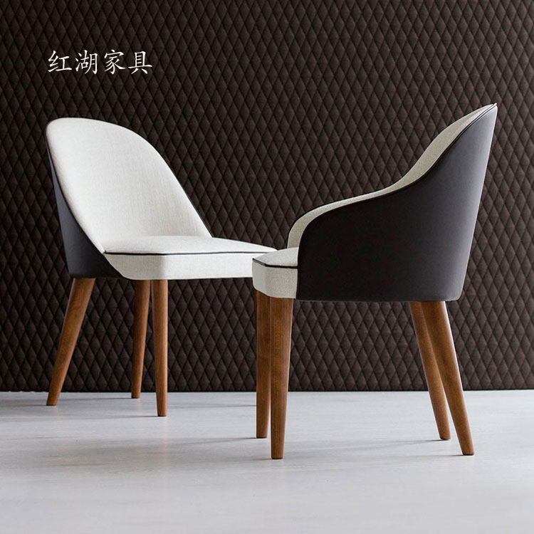 实木家具餐厅椅子咖啡椅子办公椅子休闲椅子绒布面料椅子简约椅子3