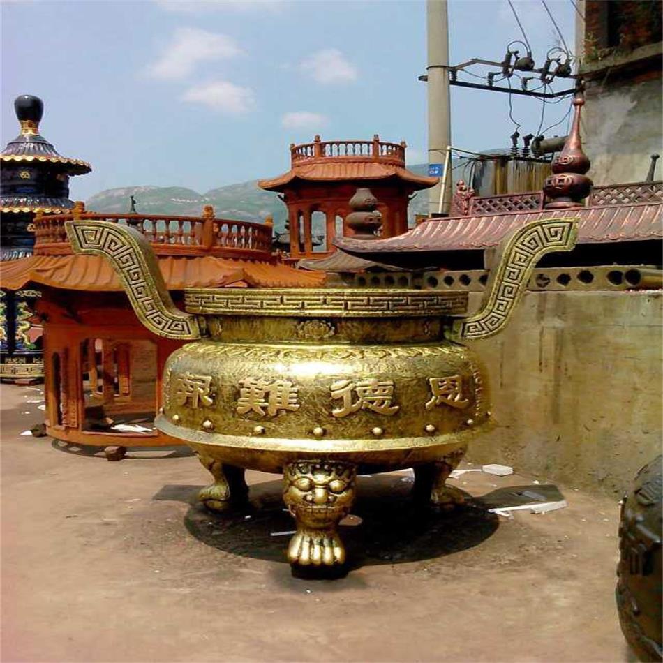 圆形带盖香炉报价 创飞工艺品厂 铸造铸铜圆形香炉2