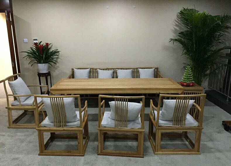 厂家直销新中式老榆木禅意系列茶桌椅 成套家具1