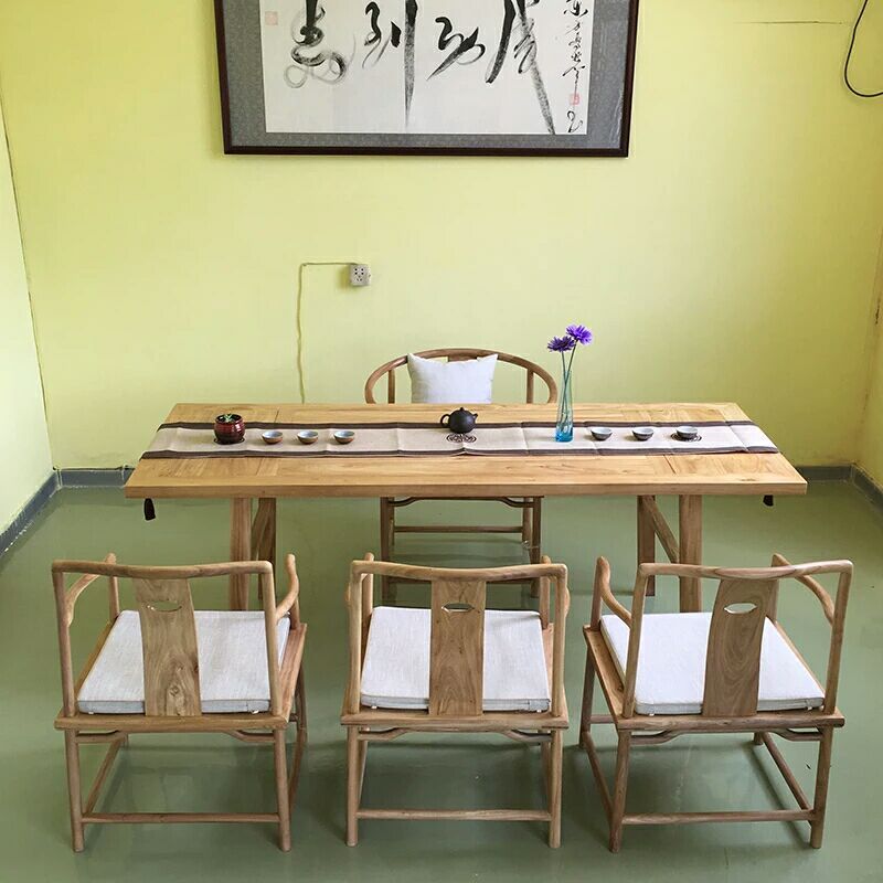 厂家直销新中式老榆木禅意系列茶桌椅 成套家具3