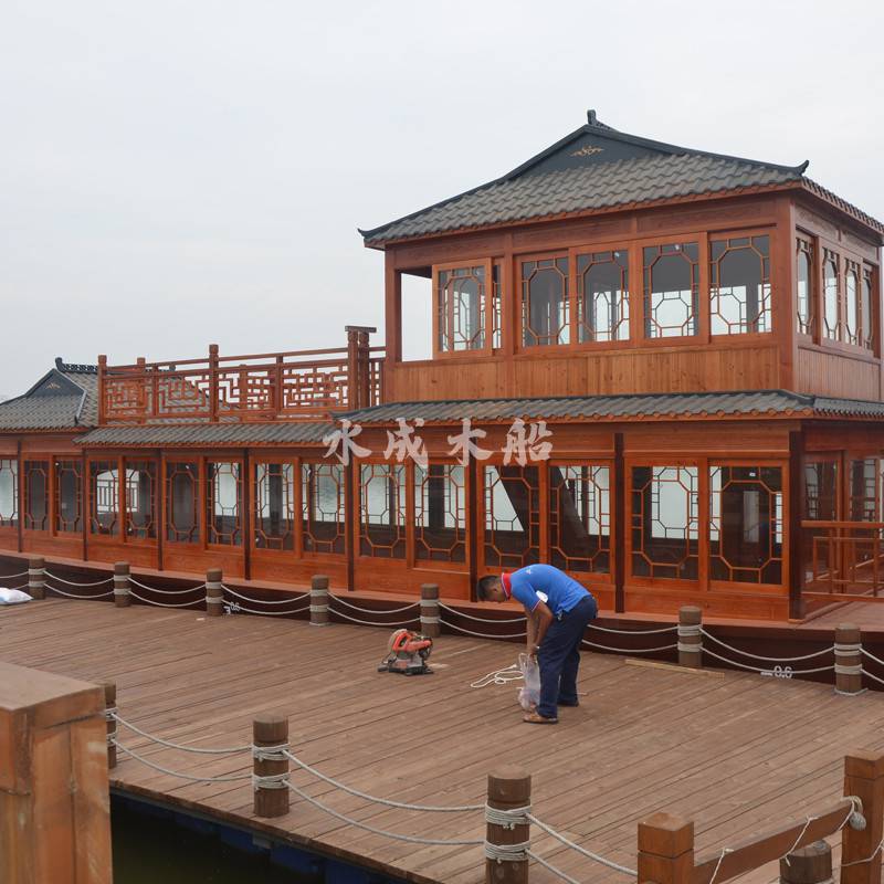 木质画舫船尺寸 江西吉安豪华单层水上敞开式 出售仿古传统画舫船2