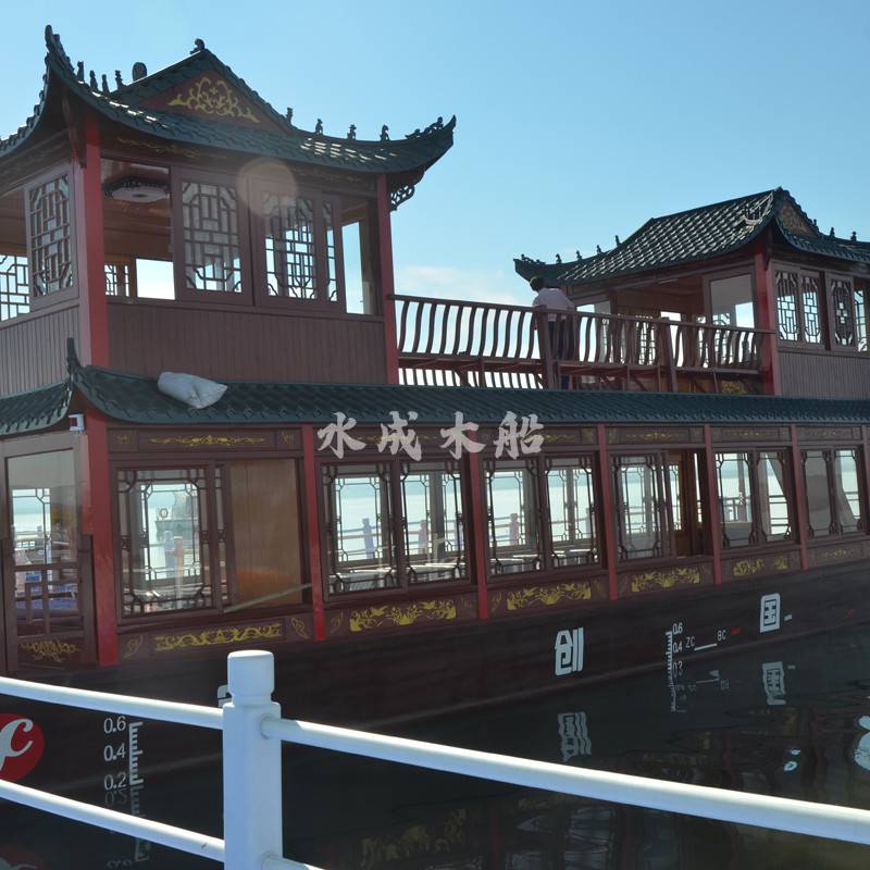 木质画舫船尺寸 江西吉安豪华单层水上敞开式 出售仿古传统画舫船1