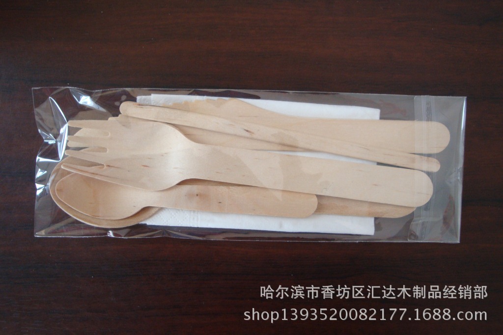 一次性木刀叉勺 套装160MM刀叉勺 木质环保刀叉勺 供应刀叉勺3