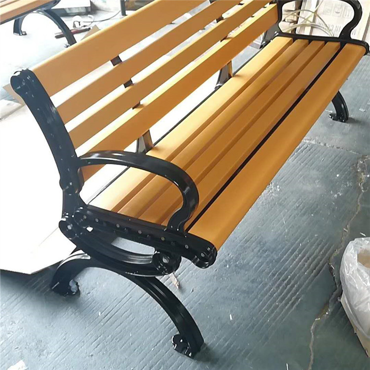 户外不锈钢公园椅 铸铝脚公园椅 户外实木桌椅 公园椅 双琪1