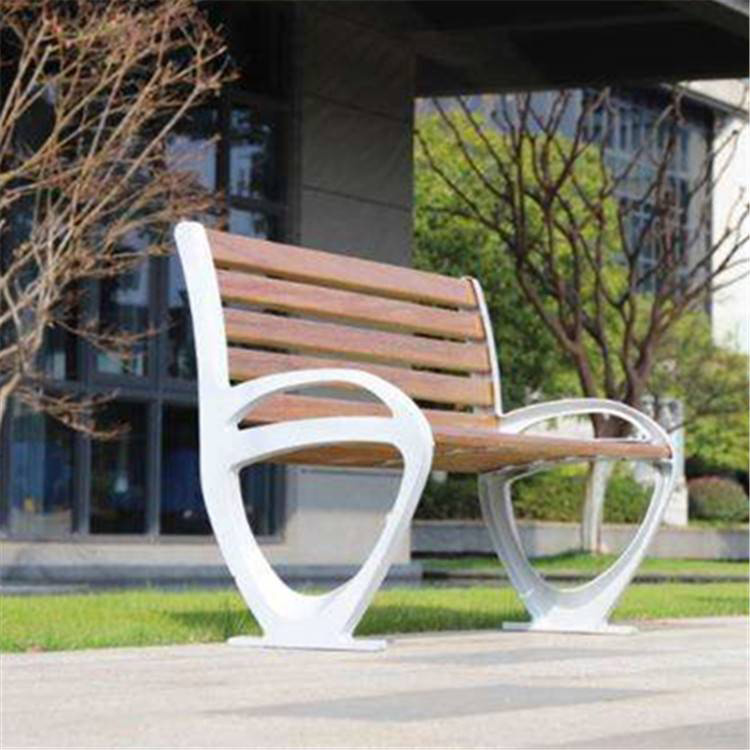 户外公园长椅 铸铝脚公园椅 铸铁脚实木座椅厂家 双琪 户外实木桌椅4