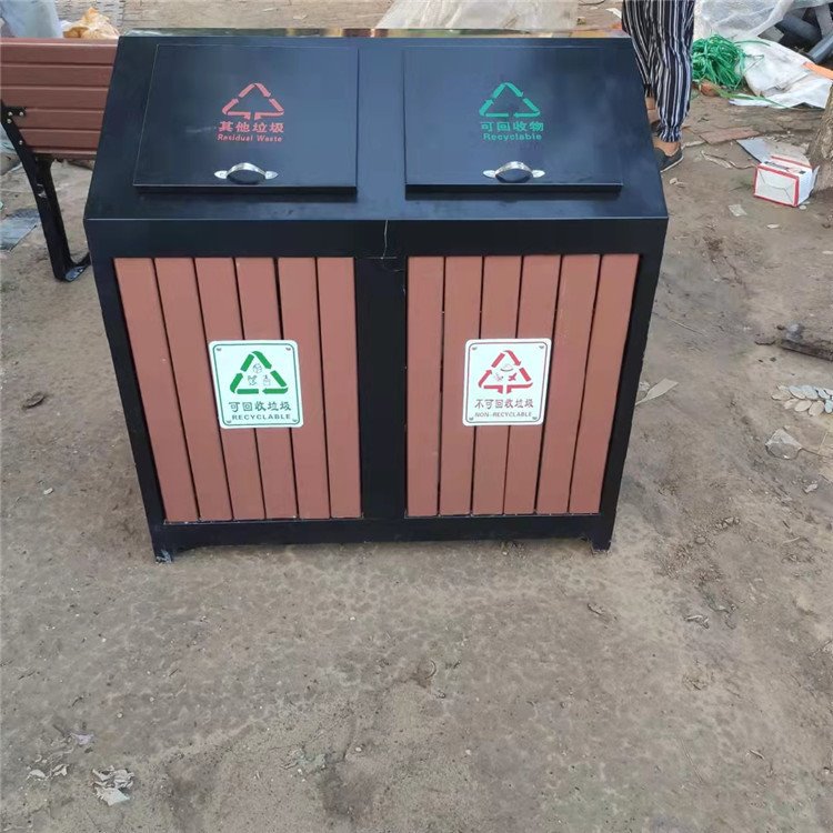 户外垃圾桶 公园景区垃圾桶 双琪 垃圾箱批发 钢木分类垃圾桶厂家