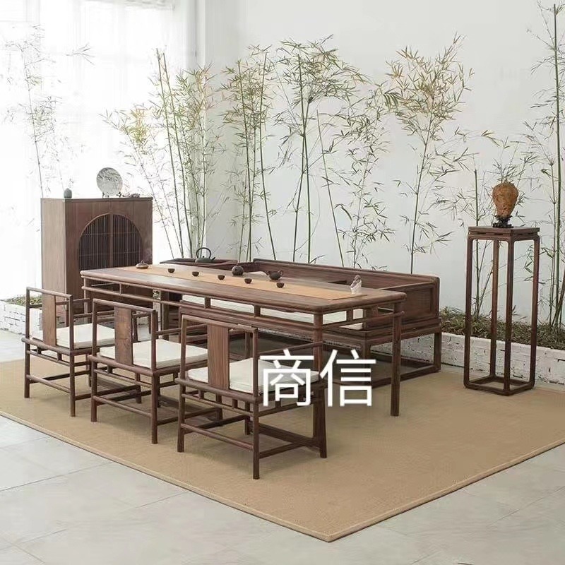 新中式家具 榆木沙发 实木家具 榆木新中式茶台 一道九 生产厂家008