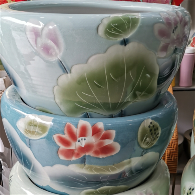 亮丽陶瓷 茶具套装 手绘风水陶瓷风水缸现货供应 手工绘画陶瓷缸
