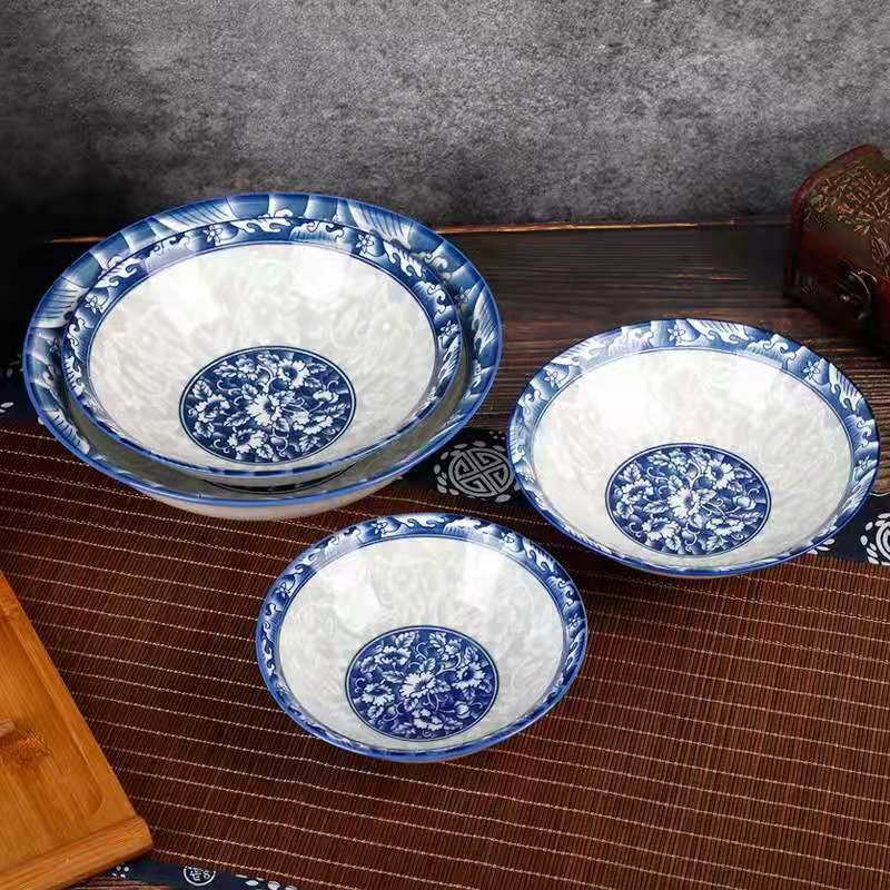 碗、碟、盘 现货供应青花瓷9斗陶瓷大汤碗面碗酒店餐具