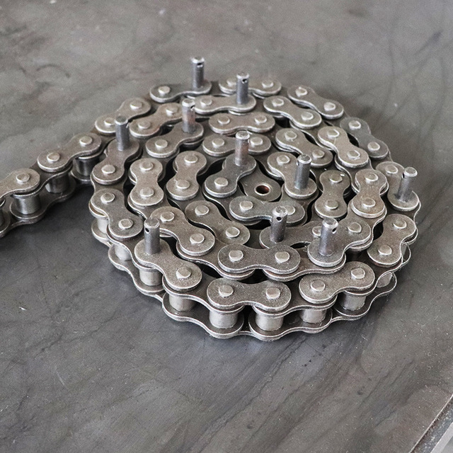 直销碳钢40锰工业双排链条 大滚珠传动滚子链 输送机械传送链条2