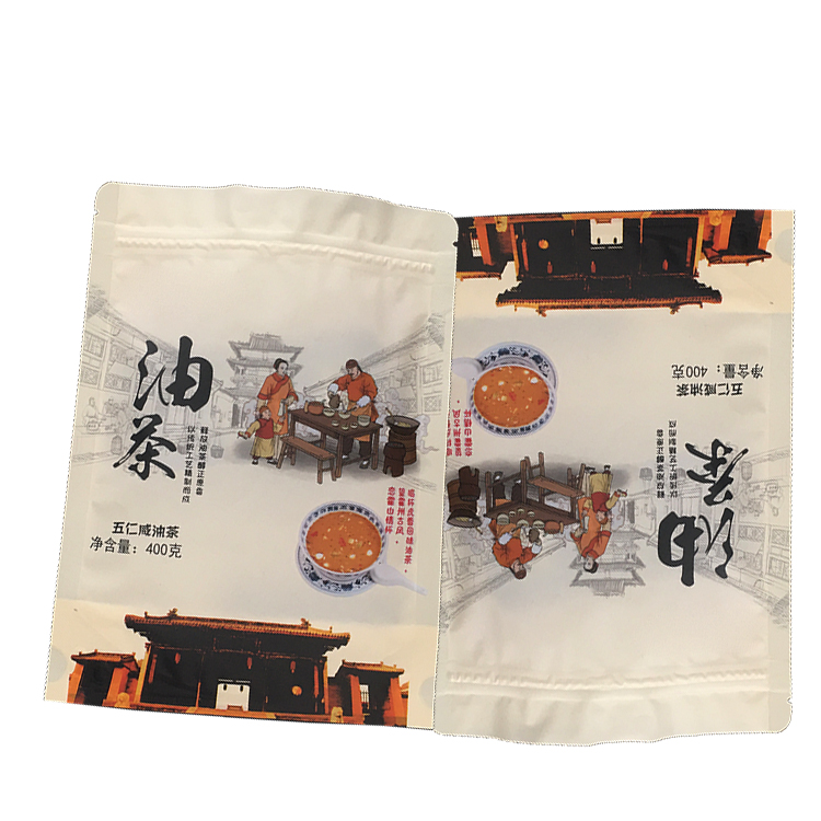 油茶面拉链包装袋 五仁咸油茶食品袋定制德远生产开窗袋河南特产自立袋1