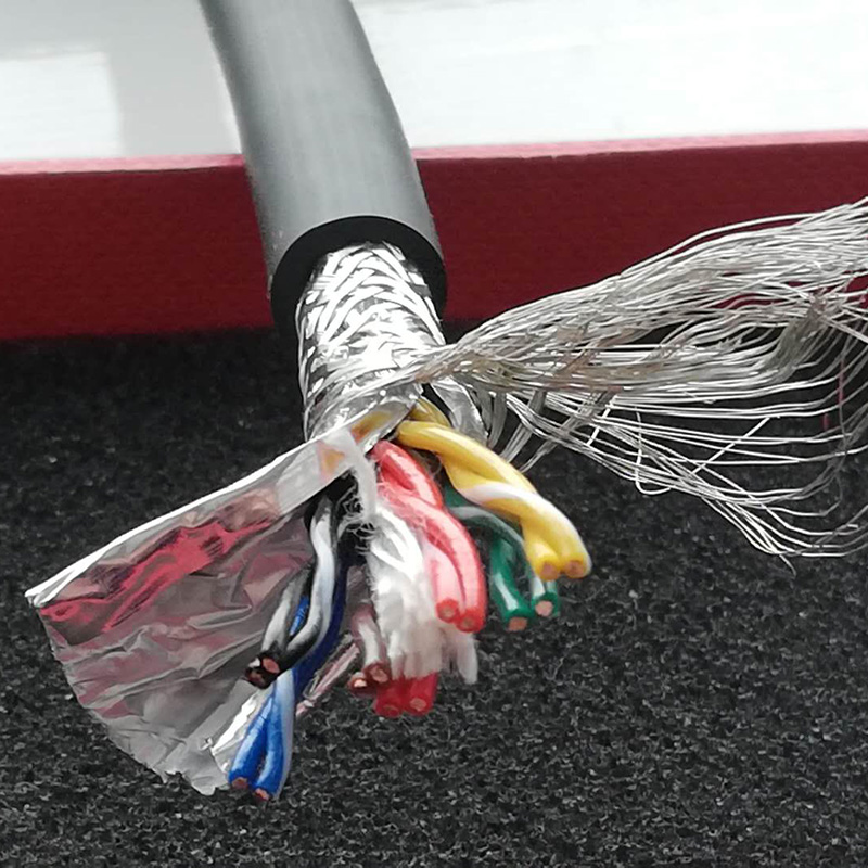 耐寒防油拖链系统连接14芯仪表电缆 纯铜高柔性耐折拖链电缆 TRVSP7×2×0.2双绞屏蔽4