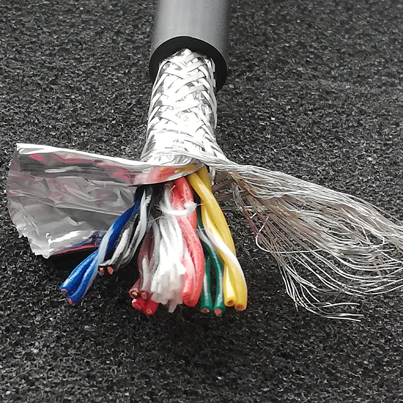 耐寒防油拖链系统连接14芯仪表电缆 纯铜高柔性耐折拖链电缆 TRVSP7×2×0.2双绞屏蔽8