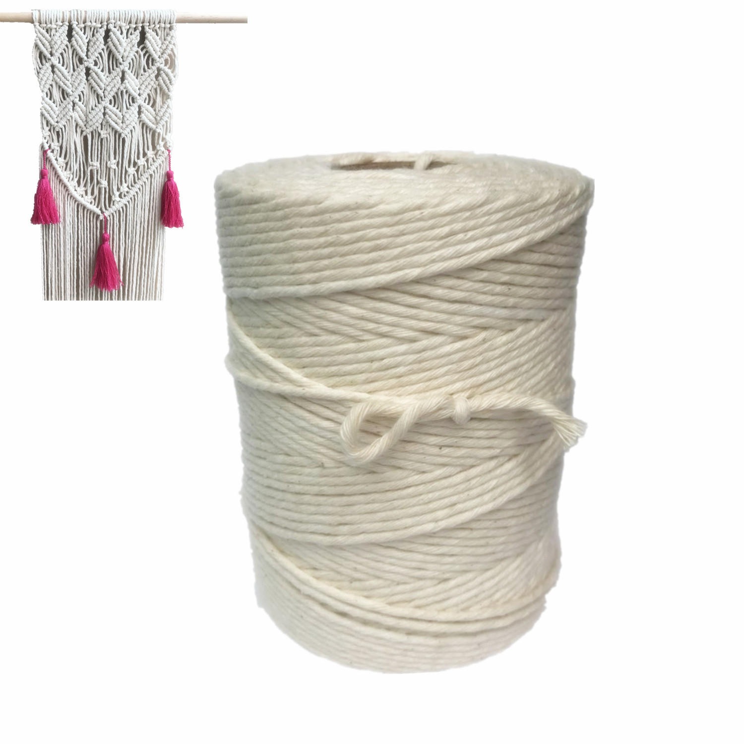 新疆棉 1mm-16mm波西米兰白色棉绳DIY挂毯绳复古棉绳