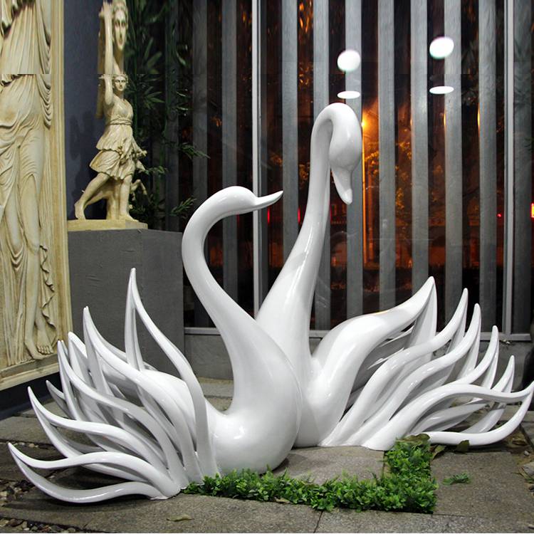 户外创意抽象天鹅雕塑水景家居公园装饰小品玻璃钢动物雕塑定做